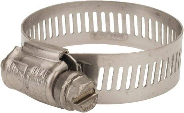 IDEAL TRIDON - SAE Size 44, 1-1/4 to 3-1/4" Diam, Stainless Steel Worm Drive Clamp - 9/16" Wide, Material Grade 301, Series 63-4 - A1 Tooling