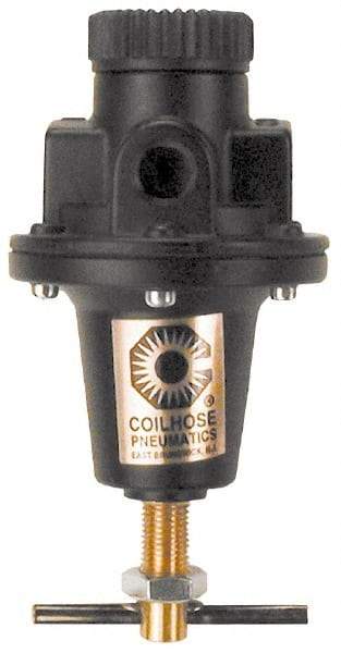 Coilhose Pneumatics - 1/4 NPT Port, 40 CFM, Cast Aluminum Heavy-Duty T-Handle Regulator - 0 to 200 psi Range, 250 Max psi Supply Pressure, 1/4" Gauge Port Thread, 3" Wide x 5-1/2" High - A1 Tooling