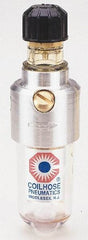 Coilhose Pneumatics - 1/4 NPT Port, 250 Max psi, Miniature Lubricator - Metal Bowl, Cast Aluminum Body, 11 CFM, 250°F Max, 1-1/2" Wide x 5" High - A1 Tooling