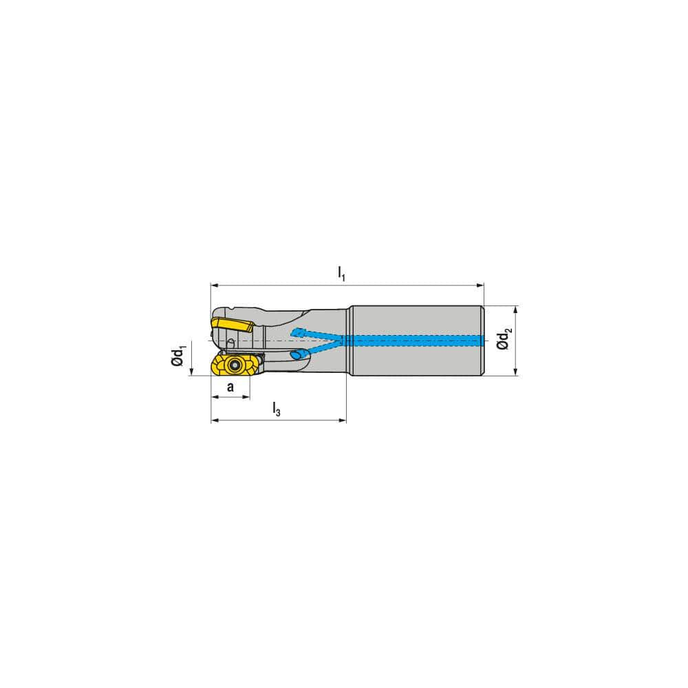 Indexable Square-Shoulder End Mill:  CHSC.125.R.0219A325EF,  1.2500'' Cut Dia,  0.7090'' Max Depth of Cut,  1.2500'' Shank Dia,  Cylindrical Shank Uses  2,  Normal Pressure,