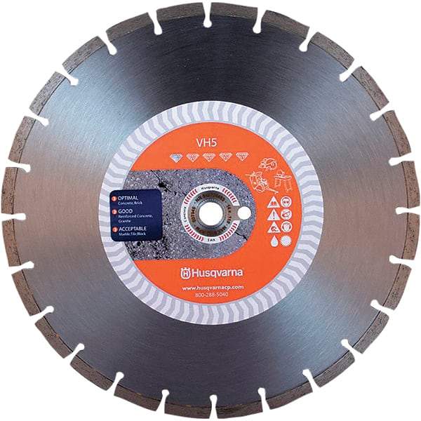 Husqvarna - 14" Diam, 25/32 & 1" Arbor Hole Diam, Continuous Edge Tooth Wet & Dry Cut Saw Blade - Diamond-Tipped, General Purpose Action, Standard Round Arbor - A1 Tooling