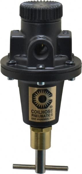 Coilhose Pneumatics - 3/8 NPT Port, 40 CFM, Cast Aluminum Tamper Proof Heavy-Duty T-Handle Regulator - 0 to 125 psi Range, 250 Max psi Supply Pressure, 1/4" Gauge Port Thread, 3" Wide x 5-1/2" High - A1 Tooling