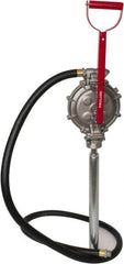 PRO-LUBE - 5 Strokes per Gal, 1/2" Outlet, Aluminum & Stainless Steel Hand Operated Transfer Pump - 42" OAL, For 15 to 55 Gal Drums, For Gasoline & Diesel Fuel - A1 Tooling