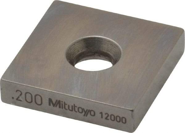 Mitutoyo - 0.2" Square Steel Gage Block - Accuracy Grade 0, Includes Certificate of Inspection - A1 Tooling