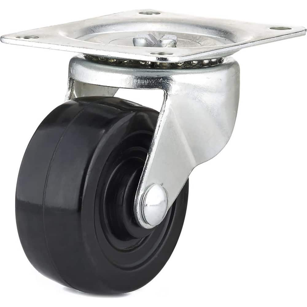 Swivel Top Plate Caster: Rubber, 2-15/16″ Wheel Dia, 1-1/4″ Wheel Width, 209 lb Capacity, 3-13/16″ OAH 3.125″ Plate Length, 4.13″ Plate Width, No Brake