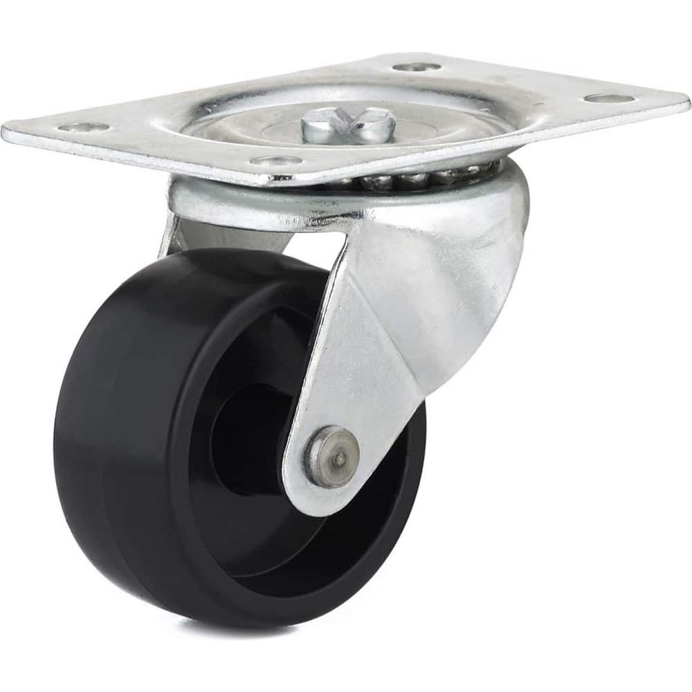 Swivel Top Plate Caster: Polypropylene, 2-1/2″ Wheel Dia, 1-1/8″ Wheel Width, 176 lb Capacity, 3-1/4″ OAH 3.875″ Plate Length, 2.75″ Plate Width, No Brake