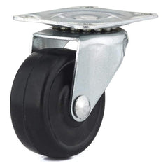 Swivel Top Plate Caster: Rubber, 1-9/16″ Wheel Dia, 11/16″ Wheel Width, 44 lb Capacity, 2-1/16″ OAH 1.5625″ Plate Length, 1.88″ Plate Width, No Brake