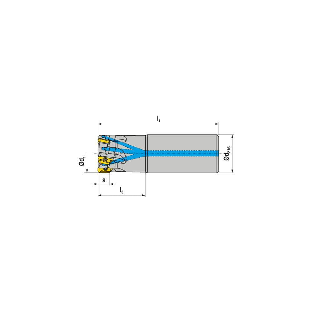 Indexable Square-Shoulder End Mill:  C211.16.R.0211A1532165,  15.0000'' Shank Dia,  Cylindrical Shank Uses  2,  Normal Pressure,  165.00 mm OAL