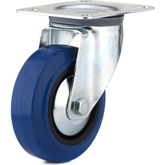 Swivel Top Plate Caster: Elastic Rubber, 3-15/16″ Wheel Dia, 1-3/8″ Wheel Width, 132 lb Capacity, 5-1/16″ OAH 3.125″ Plate Length, 4.13″ Plate Width, No Brake