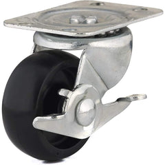 Swivel Top Plate Caster: Polypropylene, 2″ Wheel Dia, 13/16″ Wheel Width, 126 lb Capacity, 2-7/16″ OAH 1.875″ Plate Length, 2.56″ Plate Width, Side Cam