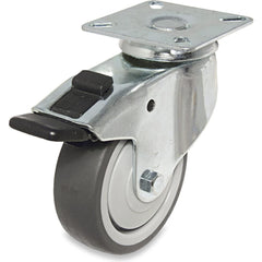 Swivel Top Plate Caster: Thermoplastic Rubber, 2-15/16″ Wheel Dia, 15/16″ Wheel Width, 165 lb Capacity, 3-15/16″ OAH 2.375″ Plate Length, 2.38″ Plate Width, Total-Lock Brake