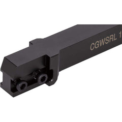 Indexable Grooving Toolholder:  CGWSRL12, 1.0000″ Max Depth,  Uses 2, 3, 4 & 5 Inserts,  0.7500″ Shank Height,  3/4″ Shank Width,  No