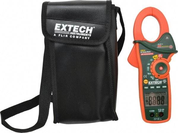 Extech - EX810, CAT III, Digital Average Responding Auto Ranging Clamp Meter with 1.7" Clamp On Jaws - 600 VAC/VDC, 1000 AC Amps, Measures Current, Temperature - A1 Tooling