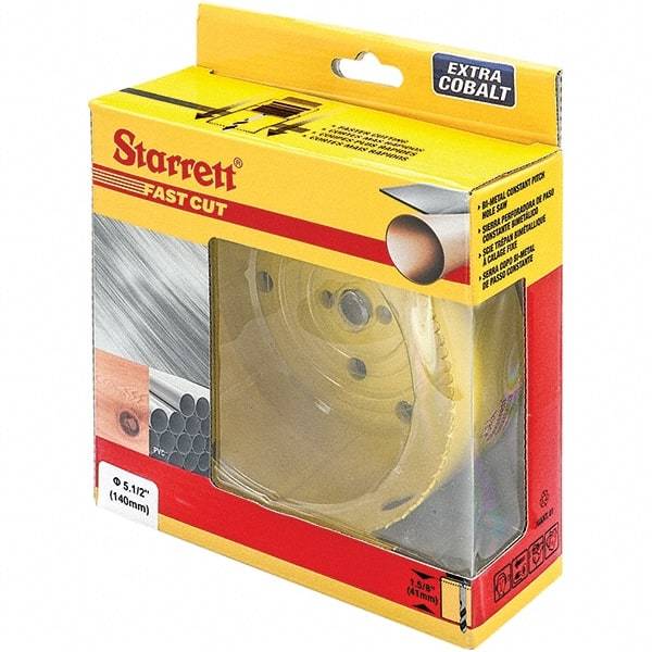 Starrett - 5-1/4" Diam, 1-5/8" Cutting Depth, Hole Saw - High Speed Steel Saw, Toothed Edge - A1 Tooling