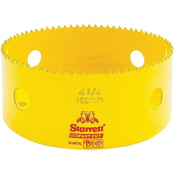 Starrett - 4-1/4" Diam, 1-5/8" Cutting Depth, Hole Saw - High Speed Steel Saw, Toothed Edge - A1 Tooling