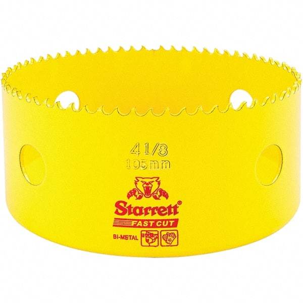 Starrett - 4-1/8" Diam, 1-5/8" Cutting Depth, Hole Saw - High Speed Steel Saw, Toothed Edge - A1 Tooling