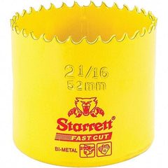 Starrett - 2-1/16" Diam, 1-5/8" Cutting Depth, Hole Saw - High Speed Steel Saw, Toothed Edge - A1 Tooling