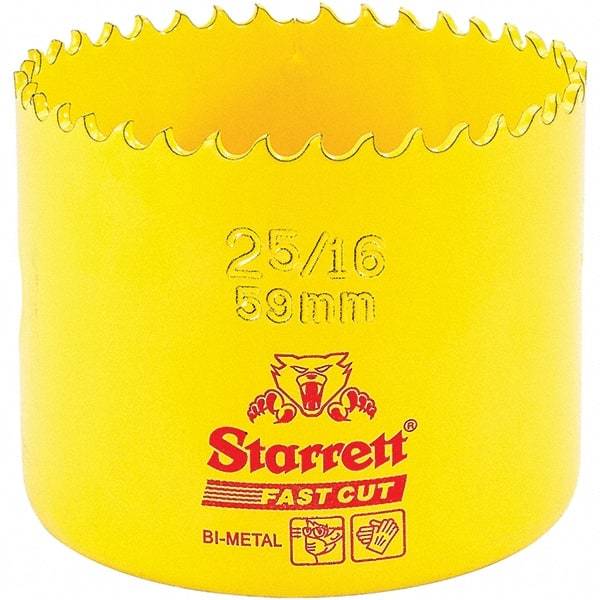 Starrett - 2-5/16" Diam, 1-5/8" Cutting Depth, Hole Saw - High Speed Steel Saw, Toothed Edge - A1 Tooling