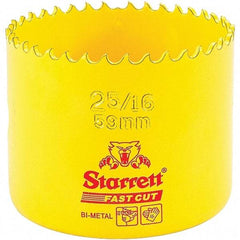 Starrett - 2-5/16" Diam, 1-5/8" Cutting Depth, Hole Saw - High Speed Steel Saw, Toothed Edge - A1 Tooling