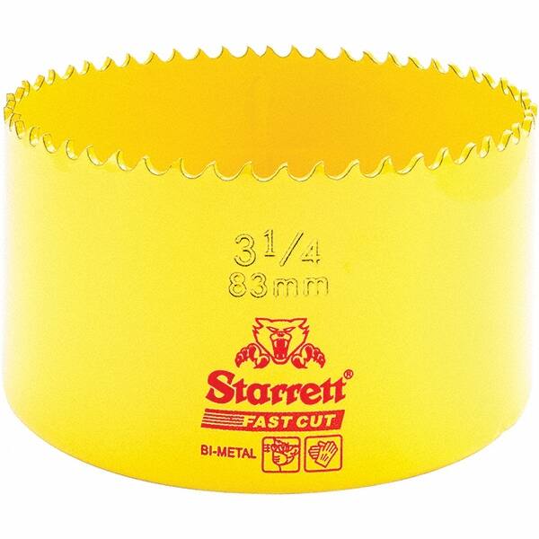 Starrett - 3-1/4" Diam, 1-5/8" Cutting Depth, Hole Saw - High Speed Steel Saw, Toothed Edge - A1 Tooling