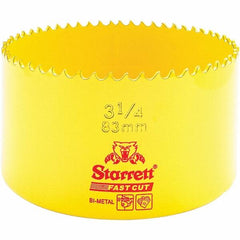 Starrett - 3-1/4" Diam, 1-5/8" Cutting Depth, Hole Saw - High Speed Steel Saw, Toothed Edge - A1 Tooling