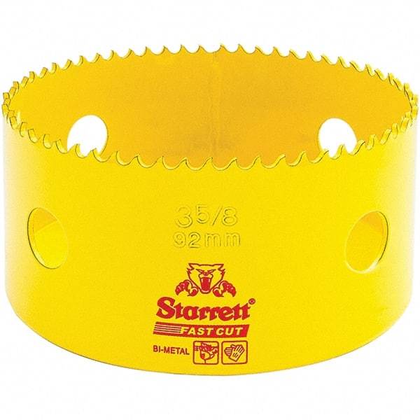 Starrett - 3-5/8" Diam, 1-5/8" Cutting Depth, Hole Saw - High Speed Steel Saw, Toothed Edge - A1 Tooling