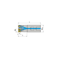 Indexable Square-Shoulder End Mill:  C211.40.R.06-11-B-50,  40.0000'' Shank Dia,  Weldon Flat Shank Uses  6,  Normal Pressure,  122.00 mm OAL