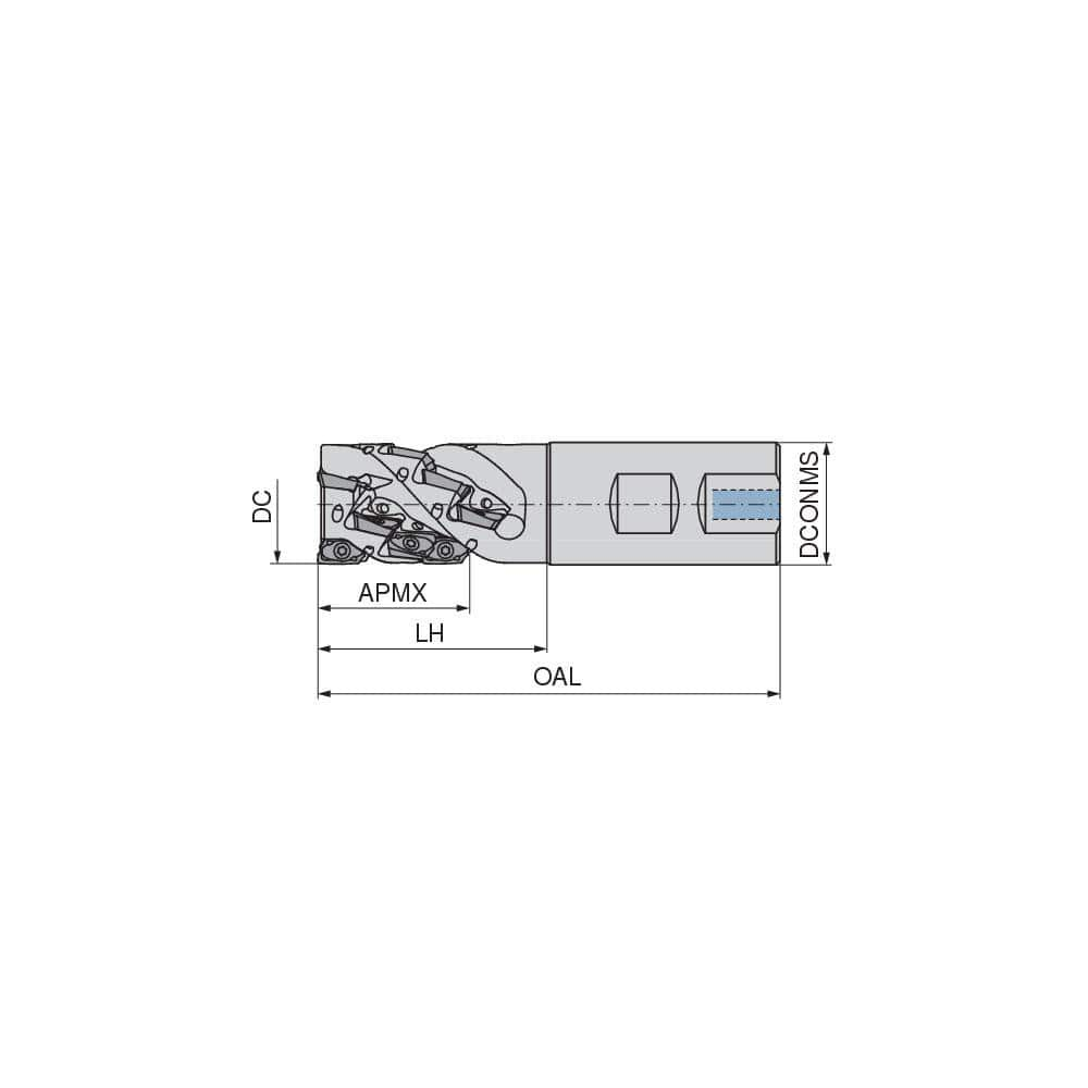 Indexable Square-Shoulder End Mill:  C211.32.R.02KN411B50,  32.0000'' Shank Dia,  Weldon Flat Shank Uses  8,  Normal Pressure,  111.00 mm OAL