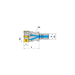 Indexable Square-Shoulder End Mill:  G141.40.R.04-15,  16.0000'' Shank Dia,  16.00 mm Modular Connection,  Modular Shank Uses  4,  Normal Pressure,  40.00 mm OAL