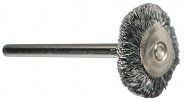 Value Collection - 1/8" Brush Diam, Crimped, End Brush - 1/8" Diam Shank, 15,000 Max RPM - A1 Tooling