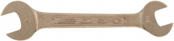 Ampco - 19mm x 22mm Nonsparking Open End Wrench - 8" OAL, Double End, Plain Finish - A1 Tooling