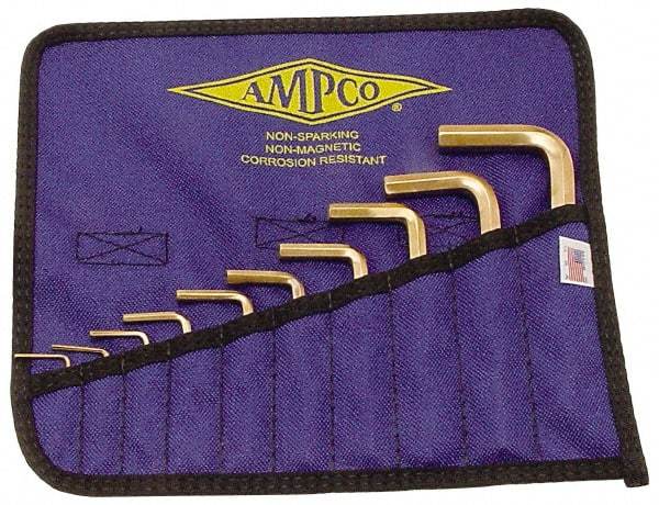 Ampco - 10 Piece L-Key Hex Key Set - Hex Range 1/16 to 3/8", Beryllium Copper - A1 Tooling