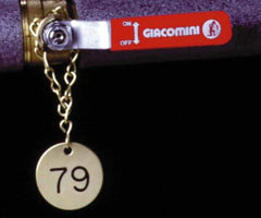 NMC - 1-1/2" High x 1-1/2" Long, [Number Set 126-150], Safety & Facility Valve Tag - 1 Side, Gold Brass - A1 Tooling