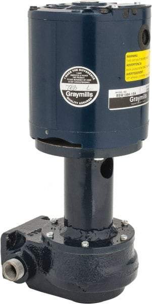 Graymills - 115 Volt, 1/6 hp, 1 Phase, 3,450 RPM, Cast Iron Flanged Outside Suction Machine Tool & Recirculating Pump - 3-3/4" Long x 2-1/2" Mounting Flange Width, NPT Thread, Glass Filled Celcon Impeller - A1 Tooling