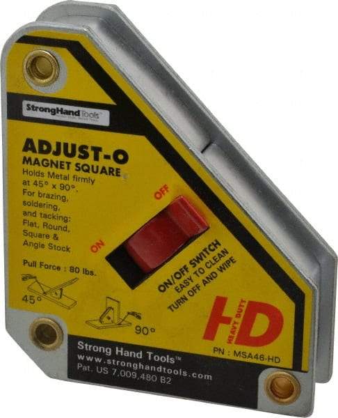 Strong Hand Tools - 3-3/4" Wide x 1-1/8" Deep x 4-3/8" High Magnetic Welding & Fabrication Square - 65 Lb Average Pull Force - A1 Tooling