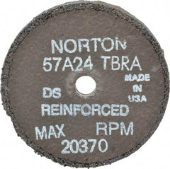 Norton - 3" Diam x 3/8" Hole x 1/4" Thick, T Hardness, 24 Grit Surface Grinding Wheel - Aluminum Oxide, Type 1, Very Coarse Grade, 20,370 Max RPM, No Recess - A1 Tooling