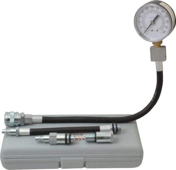 Value Collection - 12" Hose Length, 0 to 300 psi, Mechanical Automotive Compression Tester - 5 Lb Graduation, Steel - A1 Tooling