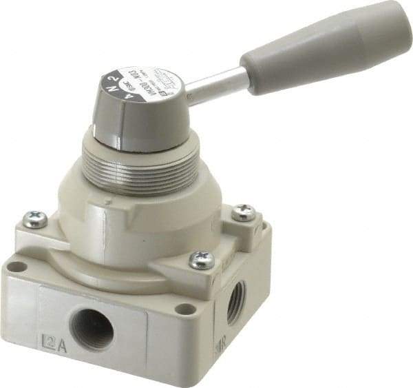 SMC PNEUMATICS - 3/8" NPT Rotary Hand Air Valve - 3 Position, 1.1 CV Rate, 150 Max psi & 140°F Max Temp - A1 Tooling