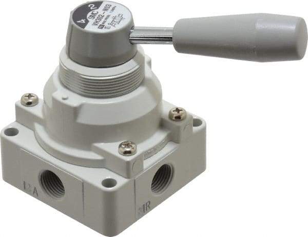 SMC PNEUMATICS - 3/8" NPT Rotary Hand Air Valve - 2 Position, 1.1 CV Rate, 150 Max psi & 140°F Max Temp - A1 Tooling