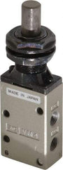 SMC PNEUMATICS - 0.38 CV Rate, 1/4" NPT Inlet Mechanical Valve - 3 Way, 3 Ports, Plunger - A1 Tooling