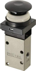 SMC PNEUMATICS - 0.38 CV Rate, 1/4" NPT Inlet Mechanical Valve - 3 Way, 3 Ports, Push Button Mushroom - A1 Tooling