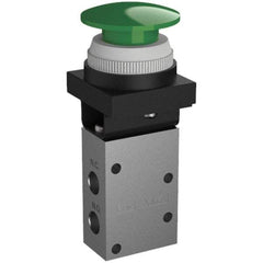 SMC PNEUMATICS - 0.38 CV Rate, 1/4" NPT Inlet Mechanical Valve - 3 Way, 3 Ports, Push Button Mushroom - A1 Tooling