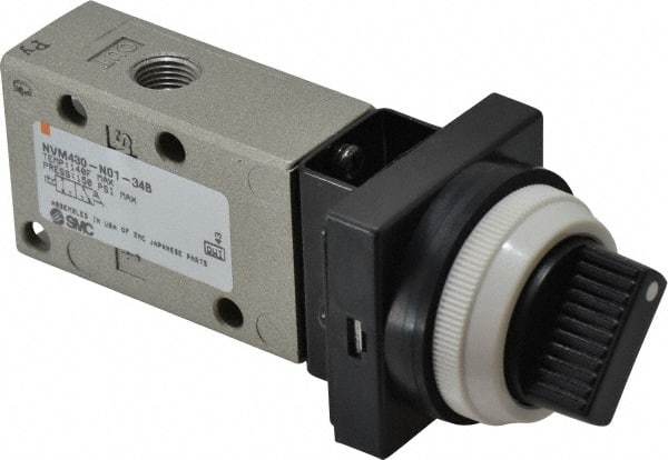 SMC PNEUMATICS - 0.38 CV Rate, 1/4" NPT Inlet Mechanical Valve - 3 Way, 3 Ports - A1 Tooling