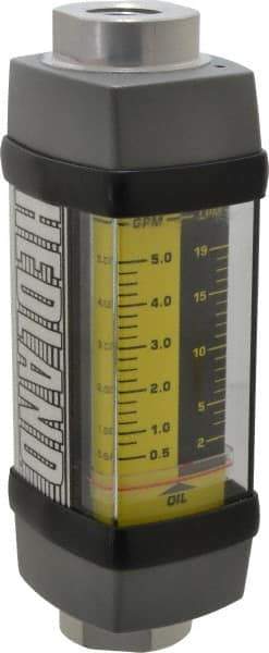 Hedland - 1/2" NPTF Port Oil & Petroleum-Based Liquid Flowmeter - 3000 Max psi, 0.5 to 5 GPM, Anodized Aluminum - A1 Tooling