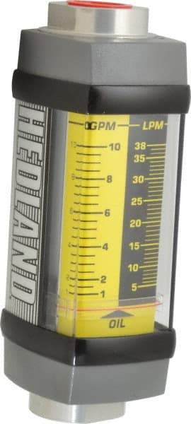 Hedland - 3/4" NPTF Port Oil & Petroleum-Based Liquid Flowmeter - 3000 Max psi, 1 to 10 GPM, Anodized Aluminum - A1 Tooling