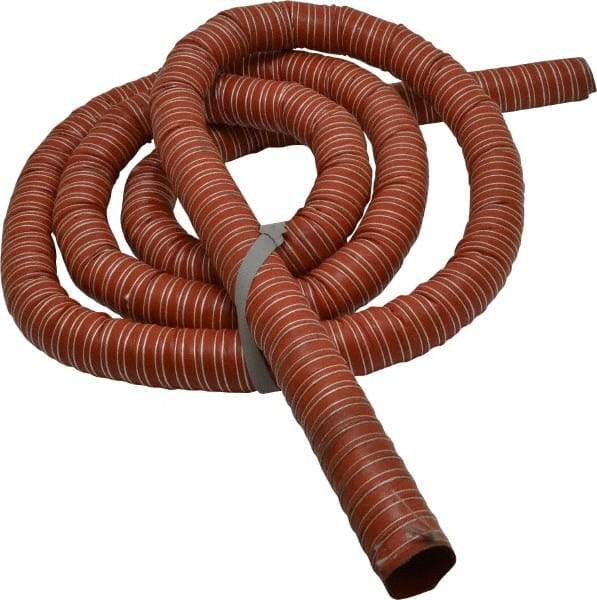 Hi-Tech Duravent - 1-1/2" ID, 16 Hg Vac Rating, 34 psi, Fiberglass Vacuum & Duct Hose - 12' Long, Brick Red, 1-1/2" Bend Radius, -75 to 500°F (Intermittent to 600) - A1 Tooling