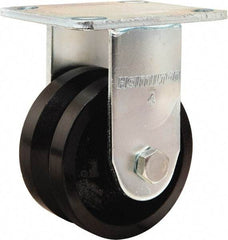 Hamilton - 4" Diam x 2" Wide, Iron Rigid Caster - 800 Lb Capacity, Top Plate Mount, 4" x 4-1/2" Plate, Straight Roller Bearing - A1 Tooling