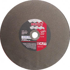 Sait - 12" Aluminum Oxide Cutoff Wheel - 1/8" Thick, 1" Arbor, 6,300 Max RPM, Use with Portable Tools - A1 Tooling