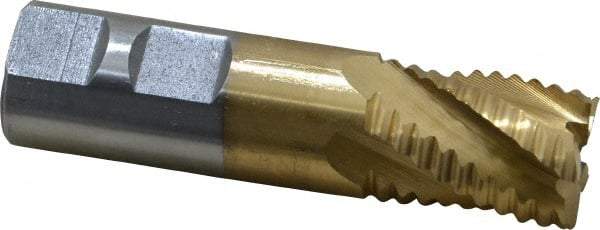 Interstate - 7/8" Diam, Coarse Pitch, 1-1/8" LOC, 5 Flute Cobalt Roughing Square End Mill - TiN Finish, 3-3/8" OAL, 7/8" Shank Diam, Single End - A1 Tooling