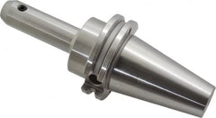 Accupro - CAT40 Taper Shank 1/4" Hole End Mill Holder/Adapter - 20mm Nose Diam, 4" Projection, 5/8-11 Drawbar, Through-Spindle & DIN Flange Coolant - Exact Industrial Supply